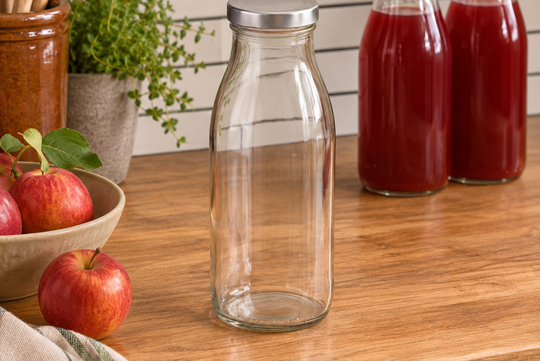 Glas Saftflasker m/ Låg – 6 stk