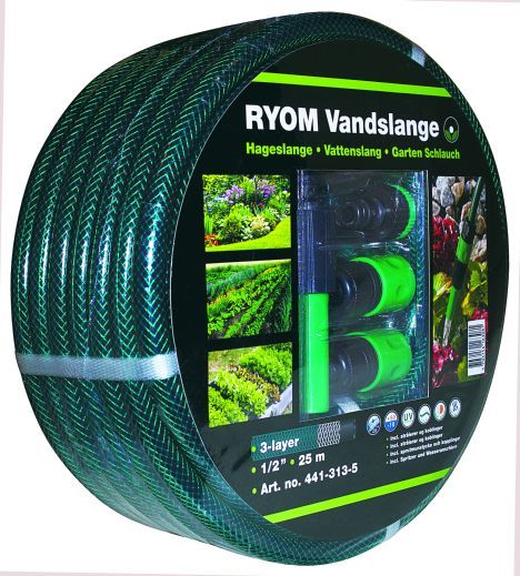 Kraftig Vandslange 25 m 1/2" - Sæt