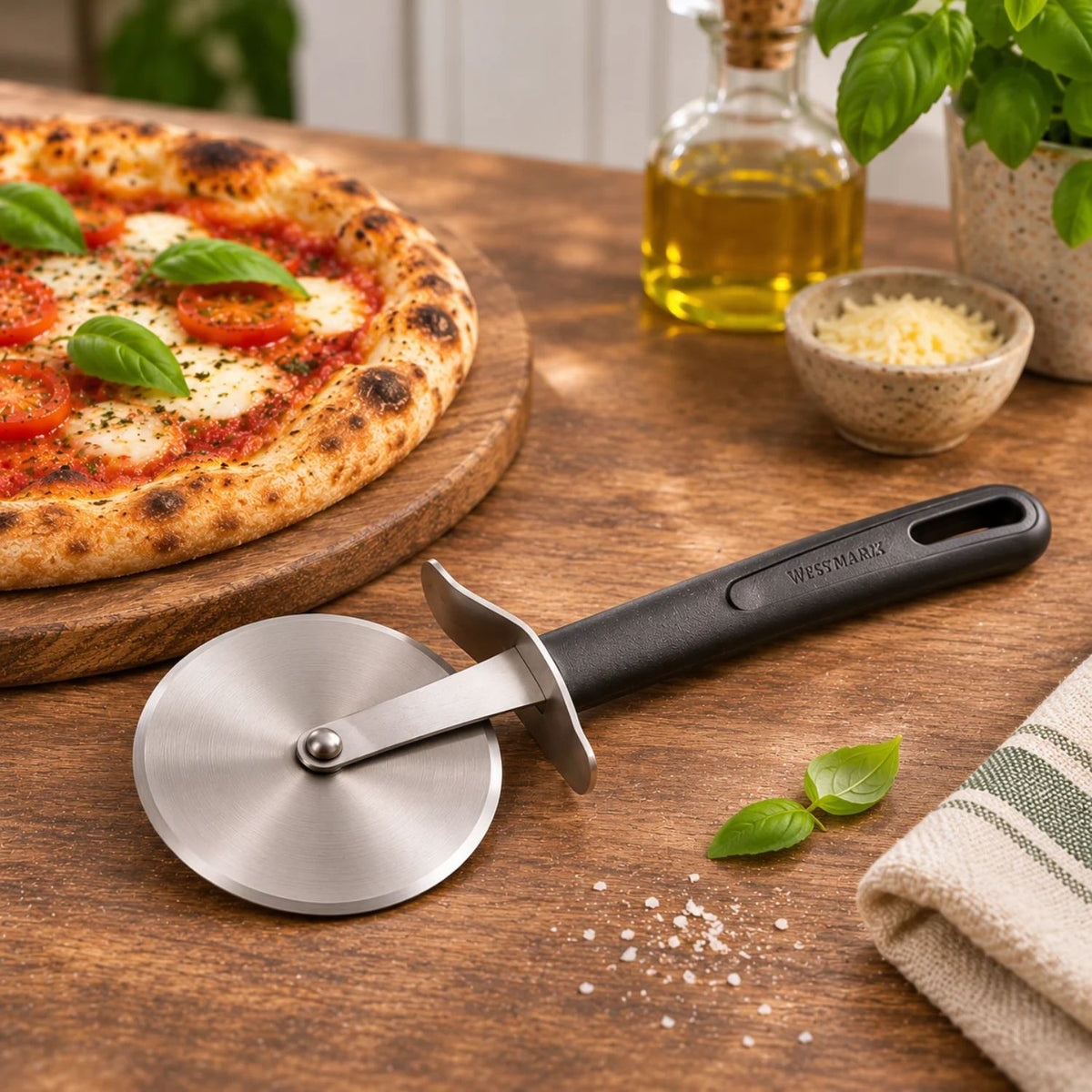 Pizzahjul m/ Fingerbeskytter (Rustfrit Stål)