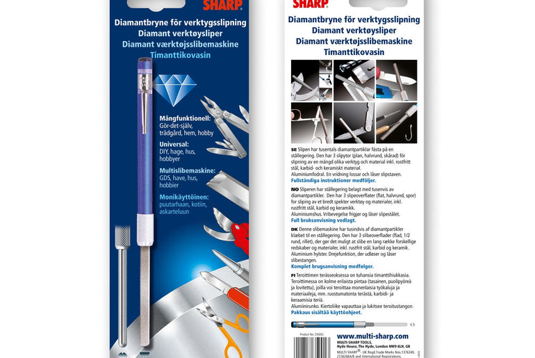 Multi-Sharp diamantbryne i emballage set for- og bagfra