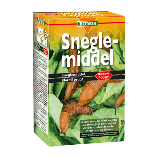 Æske med Bonus Sneglemiddel 1 kg, rækker til 400 kvadratmeter